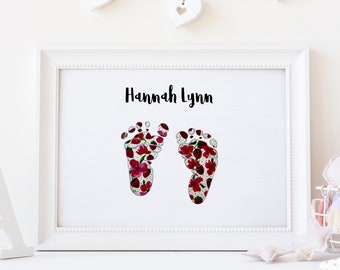 Custom Watercolor Baby Footprints Art: Unique Nursery Decor