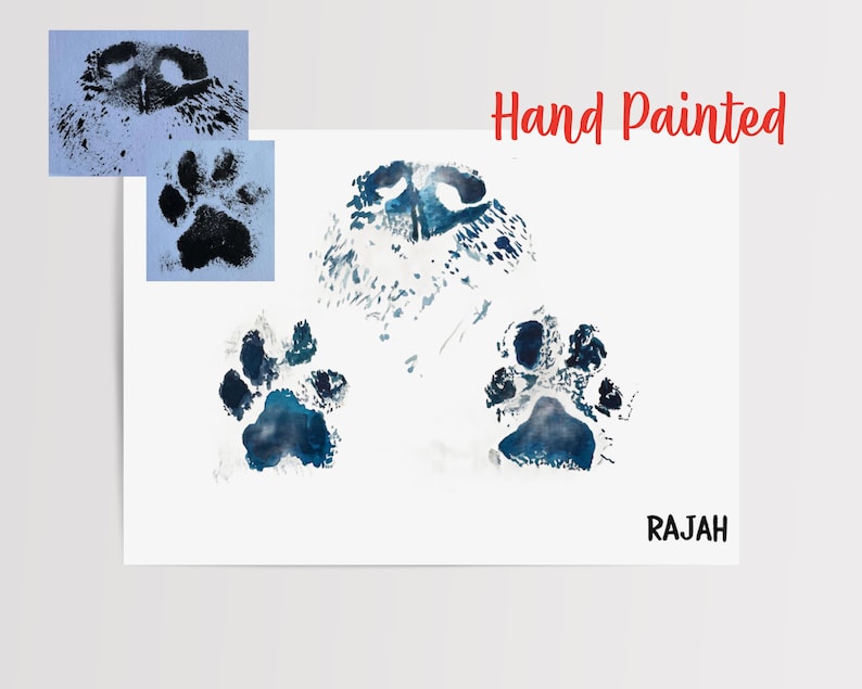 Custom Pet Memorial Painting Made from Paw Prints and Nose Prints image 1