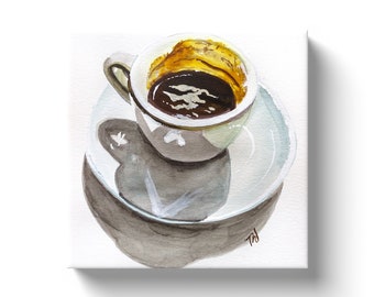 Canvas Wraps - Coffee Art - Watercolor Coffee - Breakfast Series - Breakfast Art - Art For The Kitchen - New Home Gift