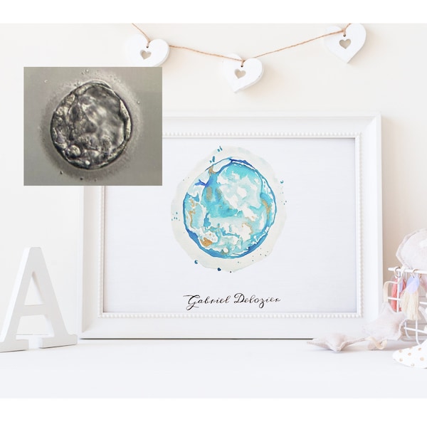 Custom Embryo Art - Nursery - Baby Shower Gift - New Baby - IVF - Embryo  - Watercolor  - Baby Gift - Nursery Decor -