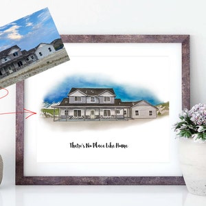 Custom House Portrait Watercolor Painting From A Photo Realtor Closing Gifts