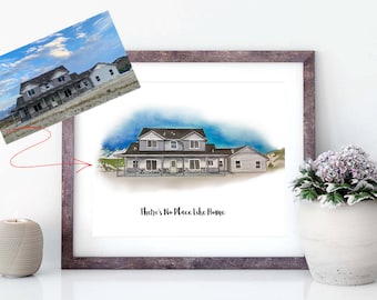 Custom House Portrait Watercolor Painting From A Photo Realtor Closing Gifts