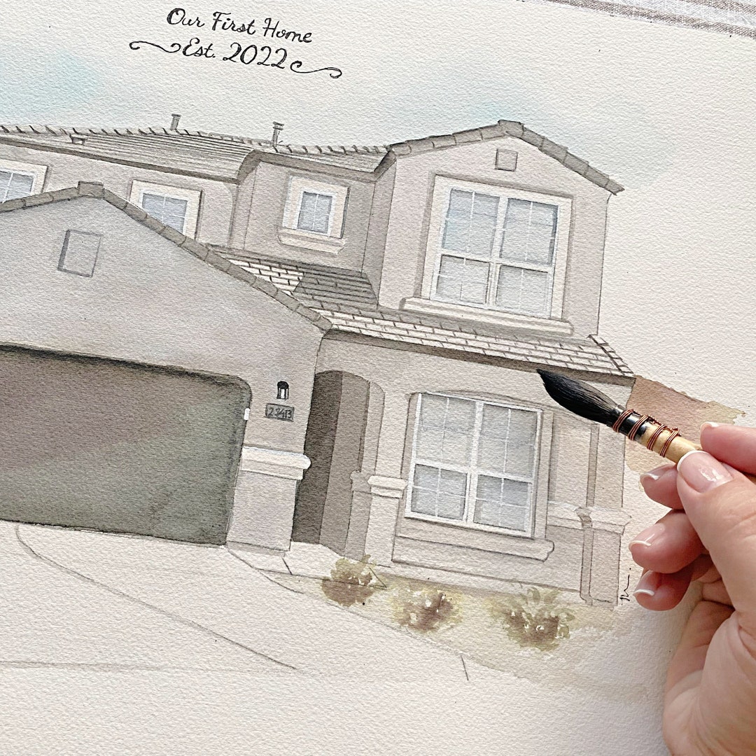 RUSH ORDER: Custom Watercolor House Portrait - First Home Gift - Etsy