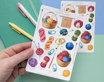 Knitting Crochet Stickers – Yarn Lover Sticker Sheet – Planner & Journaling Stickers