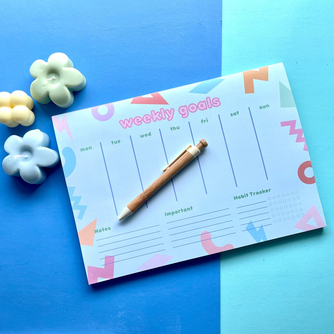 A4 Weekly Planner Pad Weekly Goals Desk Pad Weekly Goals Planner 50