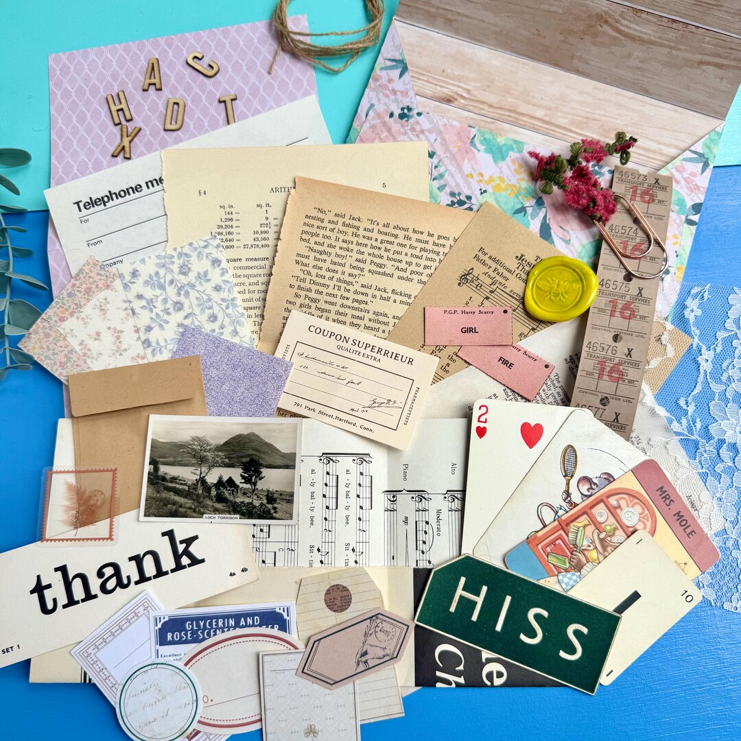 Vintage Ephemera Pack – Junk Journal Supplies & Paper Craft Kit - Etsy