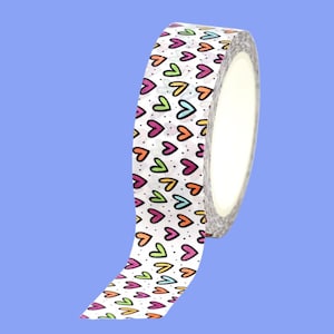 Neon Hearts Washi Tape: Colorful Decorative Craft Tape