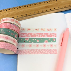 Juego de cintas washi Blossom - 5 rollos - Cinta washi bonita - Cinta decorativa - Suministros para bullet journal - Juego de cintas washi
