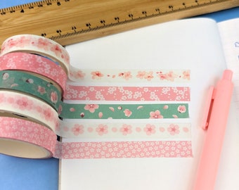 Blossom Washi Tape Set: 5 Rolls, Floral Planner Stickers
