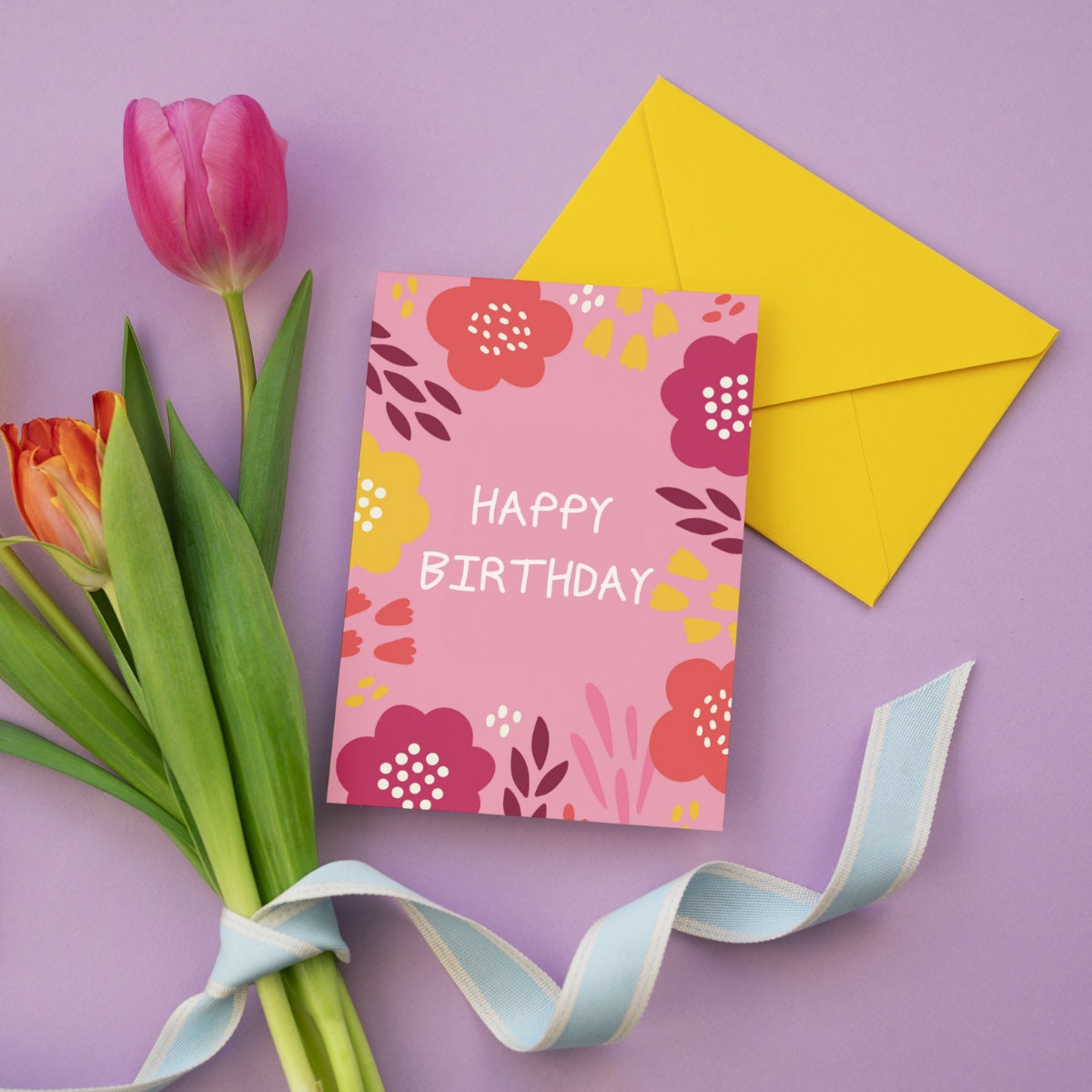 Happy Birthday Card - A6 Greeting Card - Floral Birthday