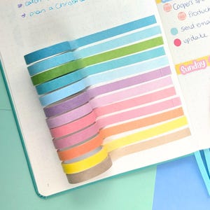 Rainbow Washi Tape Set - 12 Thin Rolls Washi Tape - Colourful Washi Tape - Decorative Tape - Bullet Journal Supplies - Washi Tape Set