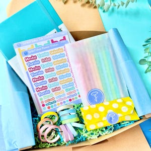 Caja de regalo para bullet journaling: incluye diario A5, bolígrafos, cinta washi y pegatinas. Regalo de papelería, kit para principiantes.