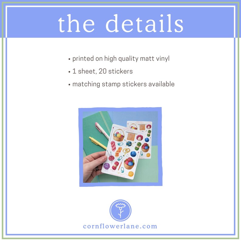 Knitting Crochet Stickers – Yarn Lover Sticker Sheet – Planner & Journaling Stickers image 3