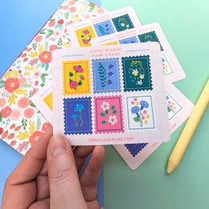 Floral Stamp Stickers - Stamp Sticker Sheet - Journaling Stickers - Happy Mail Stickers