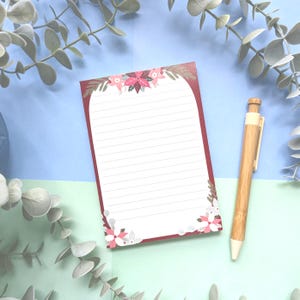 A6 Christmas Floral Notepad – Festive List Pad (SECOND)
