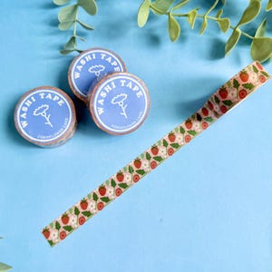 Washi-tape met aardbeien - Washi-tape met fruit - Washi-tape met bessen - decoratieve tape - Bullet Journal-benodigdheden - Washi-tape zomerfruit