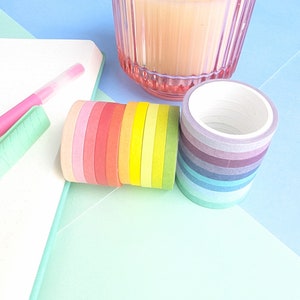 Rainbow Washi Tape Set - 20 Rolls Washi Tape - Colourful Washi Tape - Decorative Tape - Bullet Journal Supplies - Washi Tape Set