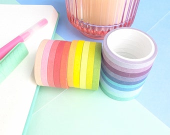 Rainbow Thin Washi Tape Set – 20 Colourful Planner Tapes (5mm)