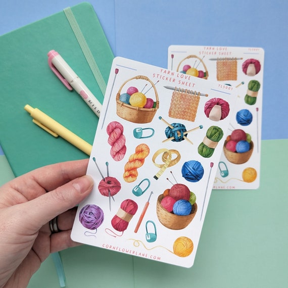 Knitting Crochet Stickers – Yarn Lover Sticker Sheet – Planner & Journaling Stickers