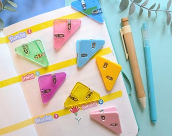 Marque-pages en coin colorés : accessoires pour agenda