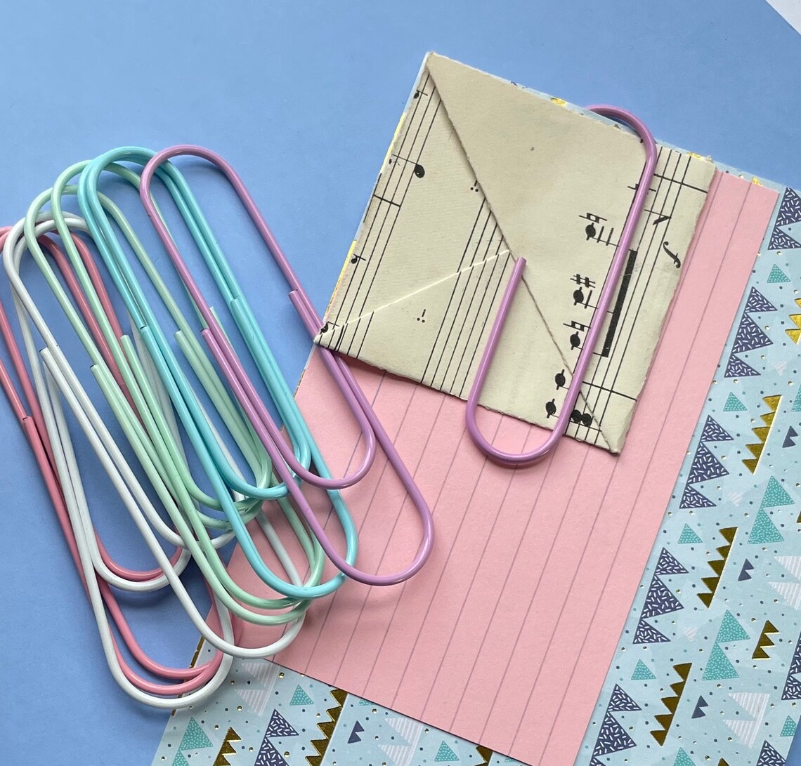 Jumbo Pastel Paperclips Pack of 10 Giant Paperclips Pastel Etsy