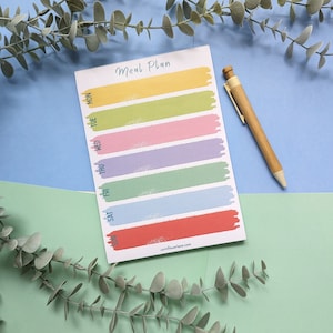 Meal Planner A5 - Weekly Meal Planner - Colourful Menu Planner - Desk Pad Meal Organiser - Weekly Menu Planner Pad