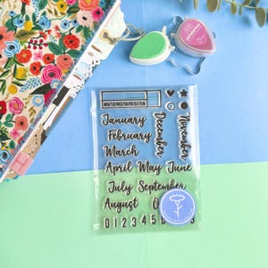 Month Calendar Stamp Set - Bullet Journal Stamp Set - Dates Rubber Stamps - Crafting Stamp Set