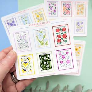 Naklejki ze stemplami Flower Gallery - Arkusz naklejek ze stemplami - Naklejki do dziennika - Naklejki Happy Mail