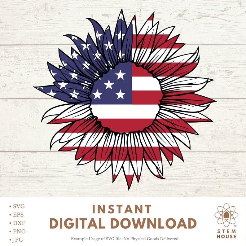 Download Sunflower SVG of American Flag for 4th of July | Etsy