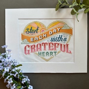 Grateful Heart Completed Cross Stitch