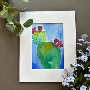 Prickly Pear Cactus Original Watercolor Painting