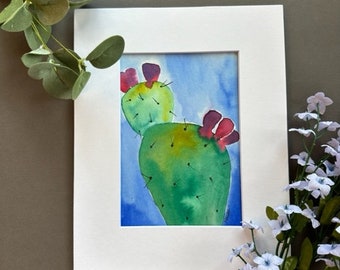 Prickly Pear Cactus Original Watercolor Painting