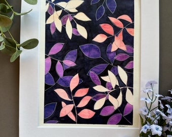 Purple Leaves Original Watercolor Painting