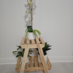 Wood Plant Stand - Indoor Plant Shelf - Modern Multi-tier Plant Holder - Handmade Wooden Plant Display Rack - House Plant Display Stand