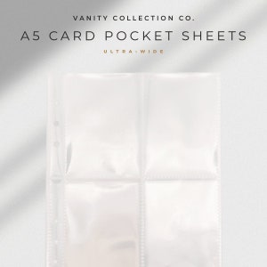 A5 Card Pockets to Store Planner Cards |  2 Sheets - 8 Pockets | Crystal Clear for Task Cards, Business Cards, Credit Cards & More