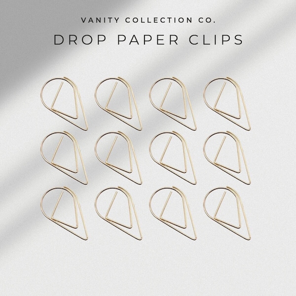 12 Teardrop Paperclips | Gold Teardrop Paperclip Set | Now in Gold, Black, Silver and Rose Gold