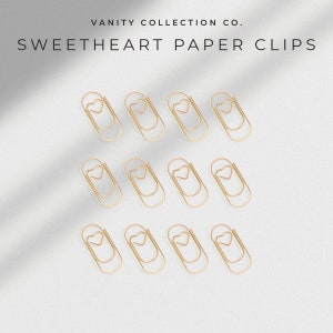 12 Sweetheart Paperclips | Heart Center Paperclip Set