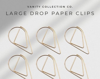 6 Large Teardrop Paperclips | Gold Teardrop Paperclip Set