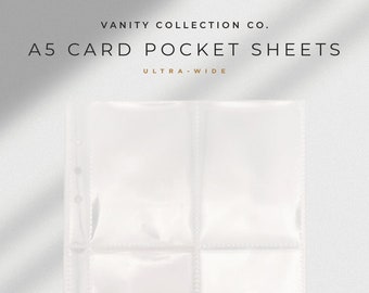 A5 Card Pocket Sheets: Crystal Clear Planner Inserts