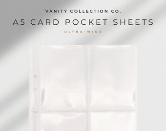 A5 Card Pockets to Store Planner Cards |  2 Sheets - 8 Pockets | Crystal Clear for Task Cards, Business Cards, Credit Cards & More