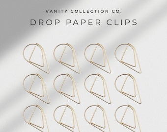 12 Teardrop Paperclips | Gold Teardrop Paperclip Set | Now in Gold, Black, Silver and Rose Gold