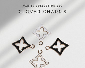 Clover Shaped Design Charms - Black and White - Gold Hardware Planner Charms