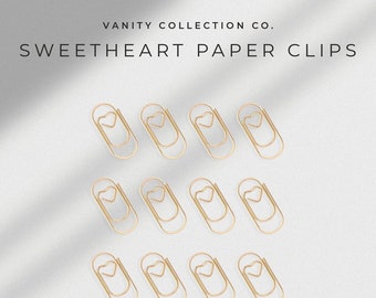 12 Sweetheart Paperclips | Heart Center Paperclip Set