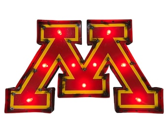 University of Minnesota Gopher's Illuminated recycled metal wall decor