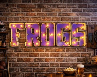 TCU "FROGS" Illuminated Recycled Metal Wall Art