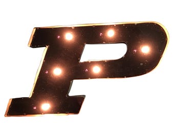 Purdue University "P" Illuminated recycled metal wall decor