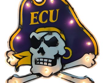 Eastern Carolina Pirates Illuminated recycled metal wall decor
