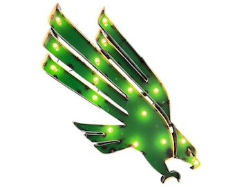 North Texas Mean Green "Eagle" Illuminated recycled metal wall decor