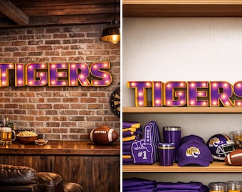 LSU "TIGERS" Illuminated Metal Wall Art