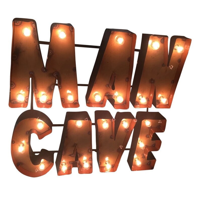 Man Cave Illuminated Recycled Metal Wall Decor - Etsy - Recycled Metal Wall Art Lights